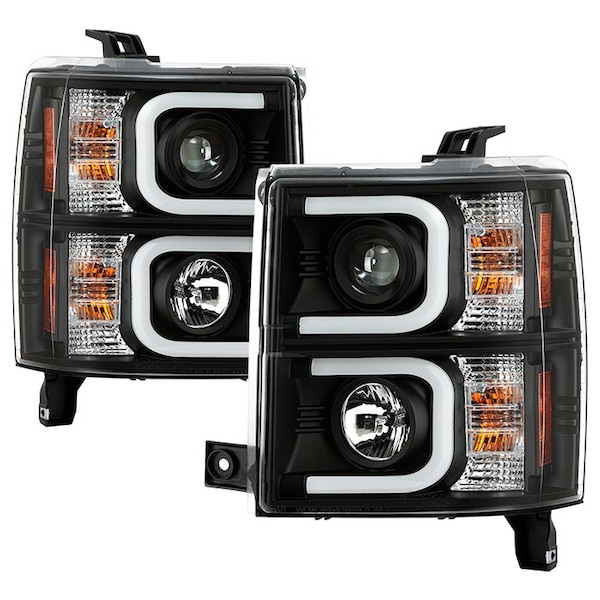 Spyder Automotive 14-15 SILVERADO 1500 PROJECTOR HEADLIGHTS-LIGHT BAR DRL-BLACK-HIGH H1(INCLUDED)- DRIVE/PASS 5079473 - main